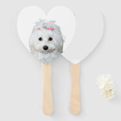 Wit Maltees Gevoelig Sweetness Label Handwaaier (Voorkant en achterkant)