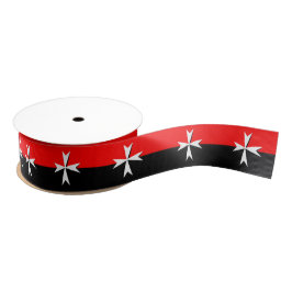 Wit Maltees Kruislint, Ridders Zwart / Rood Grosgrain Lint