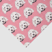 Wit Maltees Pooch Girly Pink Tissue Paper Tissuepapier (Detail)