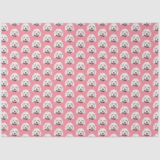 Wit Maltees Pooch Girly Pink Tissue Paper Tissuepapier (Voorkant)