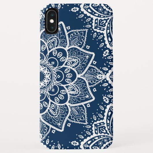  wit Mandala op de blauwe achtergrond van de marin Case-Mate iPhone Case (Achterkant)