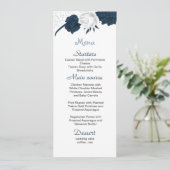 wit & marine bloemen mooie bruiloft menu (Staand voorkant)