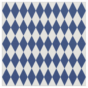 Wit & Marineblauw Harlequin Diamonds Stof