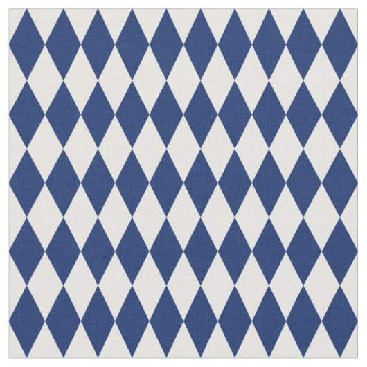 Wit & Marineblauw Harlequin Diamonds Stof (Close Up)