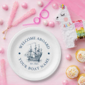 Wit & marineblauw nautische boot papieren bordje (Feest)