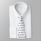 Wit & Marineblauw Stippen Geometrisch Patroon Cirk Stropdas (Gebonden)