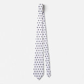 Wit & Marineblauw Stippen Geometrisch Patroon Cirk Stropdas (Voorkant)