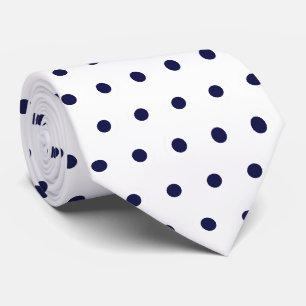 Wit & Marineblauw Stippen Geometrisch Patroon Cirk Stropdas