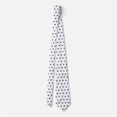 Wit & Marineblauw Stippen Geometrisch Patroon Cirk Stropdas (Achterkant)