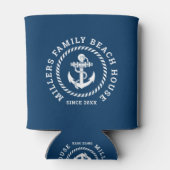 Wit, marineblauw strand huis nautische boot anker blikjeskoeler (Achterkant)