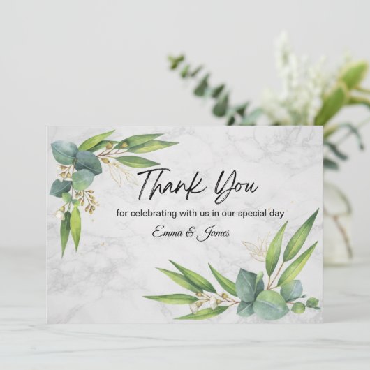 Wit marmer bedankkaart (Staand voorkant)