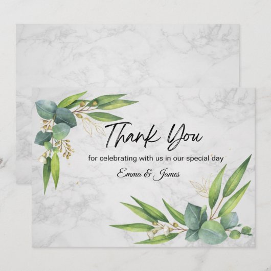Wit marmer bedankkaart (Voorkant / Achterkant)