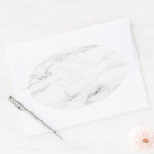 Wit Marmer Blanco Elegant Sjabloon Aangepast Ovale Sticker (Envelop)