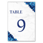 Wit Marmer Bloemen Marine Blauw Bruiloft Kaart (Voorkant)