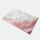 Wit Marmer Blush Roze Agaat Goud Glitter Deurmat (Schuin)