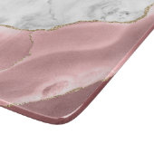 Wit Marmer Blush Roze Agaat Goud Glitter Snijplank (Hoek)