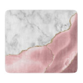 Wit Marmer Blush Roze Agaat Goud Glitter Snijplank (Voorkant)