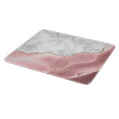 Wit Marmer Blush Roze Agaat Goud Glitter Snijplank (Hoek)