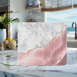 Wit Marmer Blush Roze Agaat Goud Glitter Snijplank
