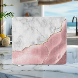 Wit Marmer Blush Roze Agaat Goud Glitter Snijplank