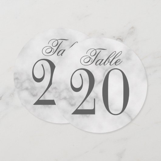 Wit Marmer Bruiloft Cirkel Tafelnummer (Voorkant / Achterkant)