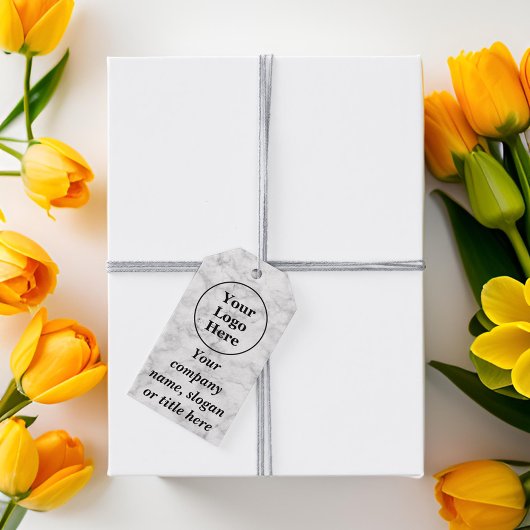Wit marmer cadeaulabel