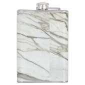 Wit marmer chic fuchsia ontwerp aangepaste naam heupfles (Achterkant)