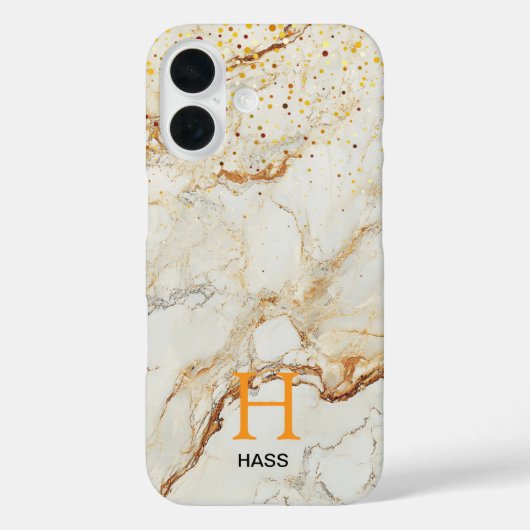 Wit marmer chic gouden glitters monogram Case-Mate iPhone case (Achterkant)