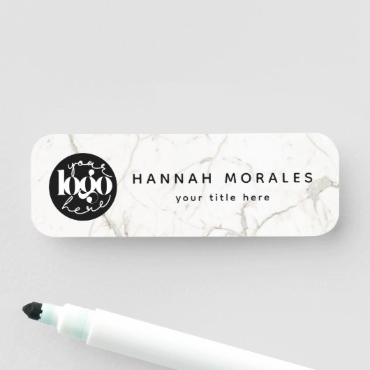 Wit Marmer Custom Business Logo Naamplaatje (In situ)