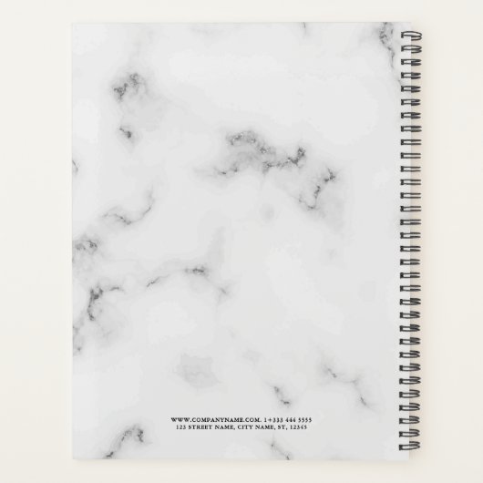 Wit Marmer Custom Logo Professioneel Planner (Achterkant)