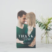 Wit Marmer Dank u Bruiloft Kaart (Staand voorkant)