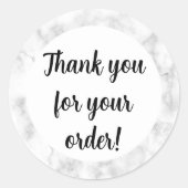 Wit marmer dank u ronde sticker (Voorkant)