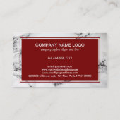 Wit marmer donkerrood accent visitekaartje (Achterkant)