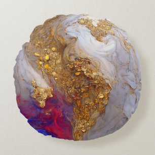 Wit Marmer Draaien met Vloeibaar Goud Rond Kussen