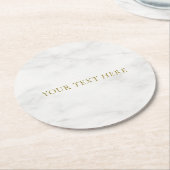 Wit Marmer Elegant Goud Kijk Tekst Sjabloon Ronde Kartonnen Onderzetter (Gebogen)