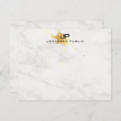 Wit Marmer Elegant Goud Splash Monogram Sjabloon (Voorkant / Achterkant)