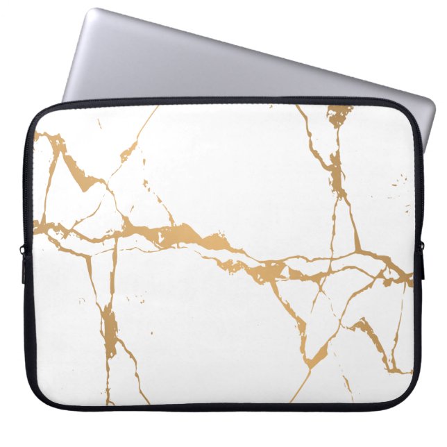 Wit Marmer Elegant  Laptop Sleeve (Voorkant)