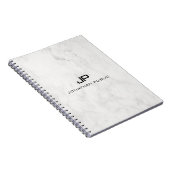 Wit Marmer Elegant Modern Design Sjabloon Spiraal Notitieboek (Rechterzijde)