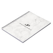 Wit Marmer Elegant Modern Design Sjabloon Spiraal Notitieboek (Linkerzijde)