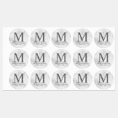 Wit Marmer Elegant Monogram Bruiloft Favor Labels (Vel)