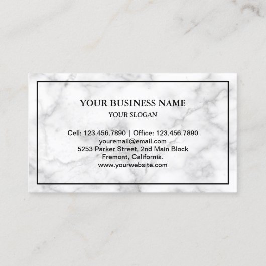 Wit Marmer Elegante Blauwe Vlinder Visitekaartje (Achterkant)