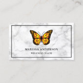 Wit Marmer Elegante Oranje Monarch Butterfly Visitekaartje (Voorkant)