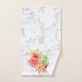 Wit marmer en bloemen bad handdoek (Handdoek)