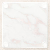 Wit marmer en faux roos goud glazen onderzetter (Achterkant)