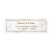 Wit marmer en Gold Return-adreslabel Etiket (Voorkant)