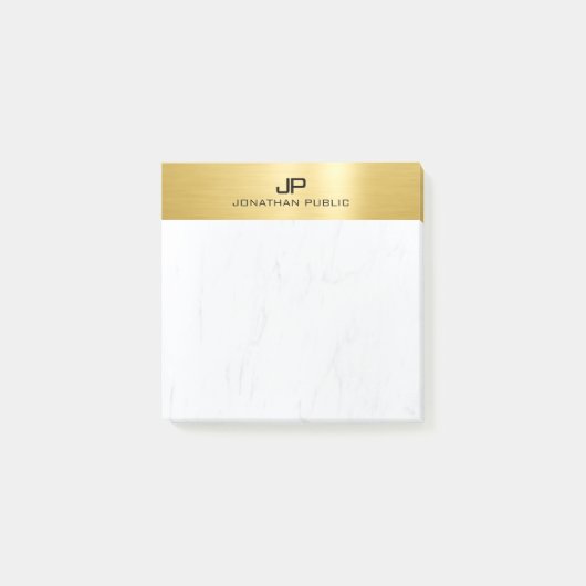 Wit Marmer En Goud Elegante Eenvoudige Sjabloon Post-it® Notes (Voorkant)