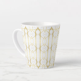 Wit Marmer en Goud Geometrisch patroon Latte Mok