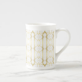 Wit Marmer en Goud Geometrisch patroon Porselein Kop