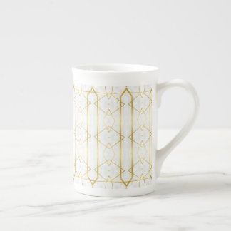 Wit Marmer en Goud Geometrisch patroon Porselein Kop