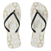 Wit Marmer en Goud Geometrisch patroon Teenslippers (Voetbed)